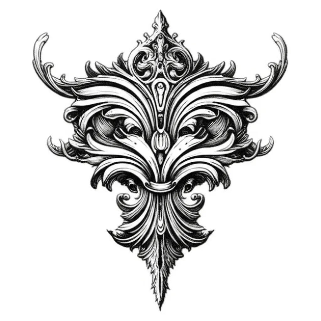Elegant Gothic Sternum Tattoo Design for Women
