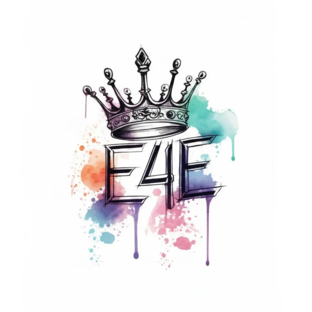 E4E with Crown Watercolor Tattoo Design E4E with Crown Watercolor Tattoo Design