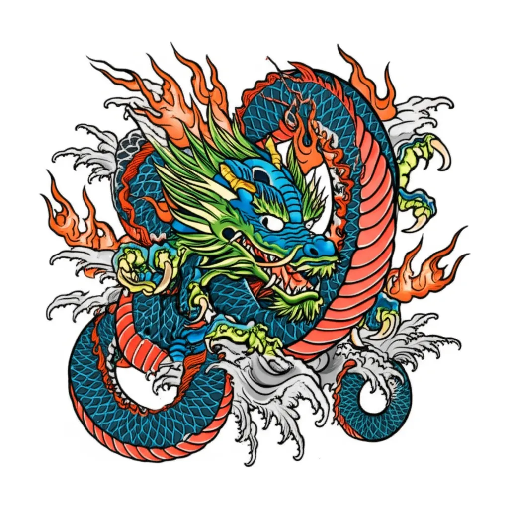 Fiery Dragon Japanese Tattoo Design Fiery Dragon Japanese Tattoo Design