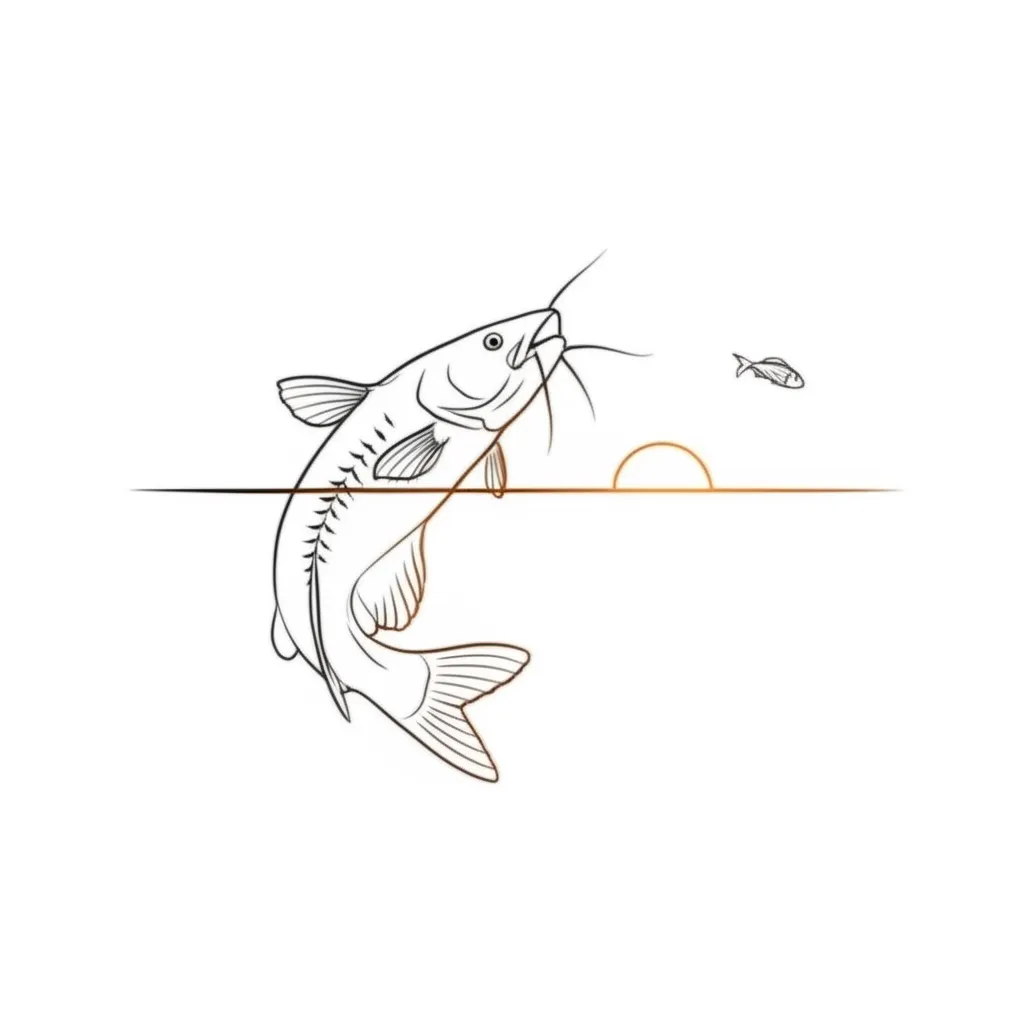 Minimalist Catfish Tattoo Design with Sunset | Simple Fish Tattoo Minimalist Catfish Tattoo Design with Sunset | Simple Fish Tattoo