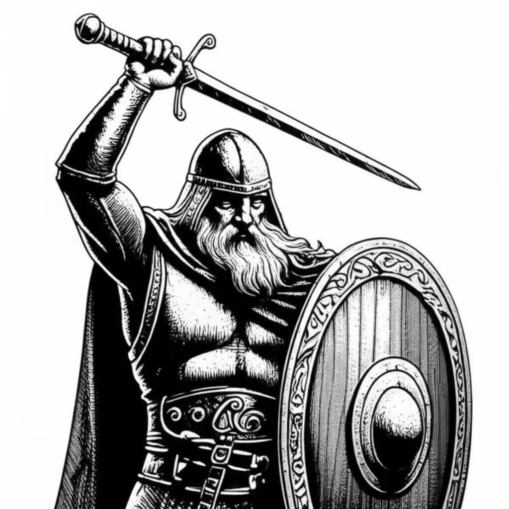 Gothic Germanic Warrior Tattoo Design: Sword and Shield Gothic Germanic Warrior Tattoo Design: Sword and Shield