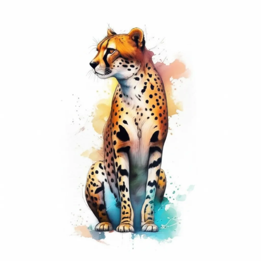 Watercolor Cheetah Tattoo on Thigh: Unique Design & Meaning