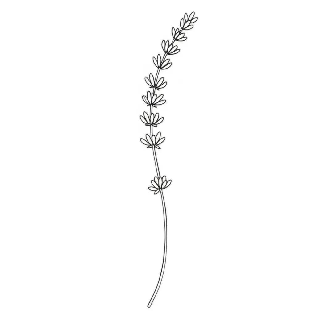 Minimalist Lavender Sprig Fine Line Tattoo Design Minimalist Lavender Sprig Fine Line Tattoo Design