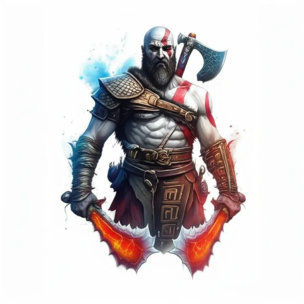 Kratos Watercolor Tattoo: God of War Inspired Design Kratos Watercolor Tattoo: God of War Inspired Design