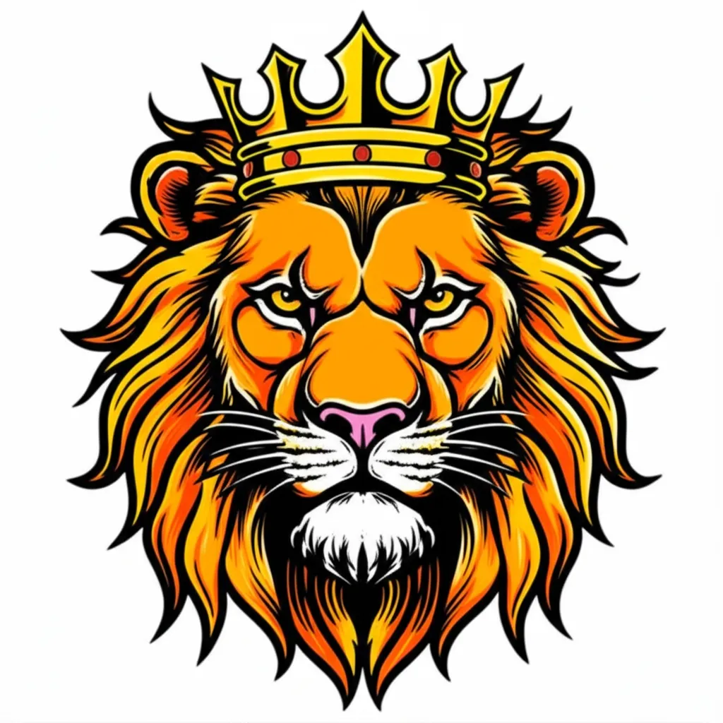 Anime Lion with Crown Tattoo Design Anime Lion with Crown Tattoo Design