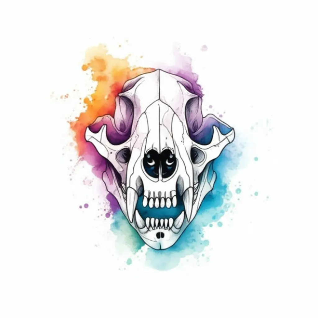 Watercolor Lion Skull Tattoo Design Watercolor Lion Skull Tattoo Design