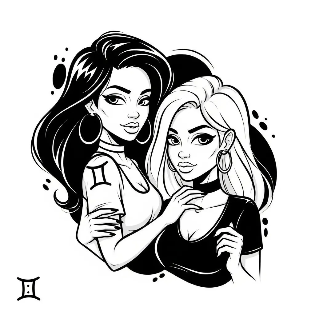 Gemini Women Graffiti Tattoo Design Gemini Women Graffiti Tattoo Design