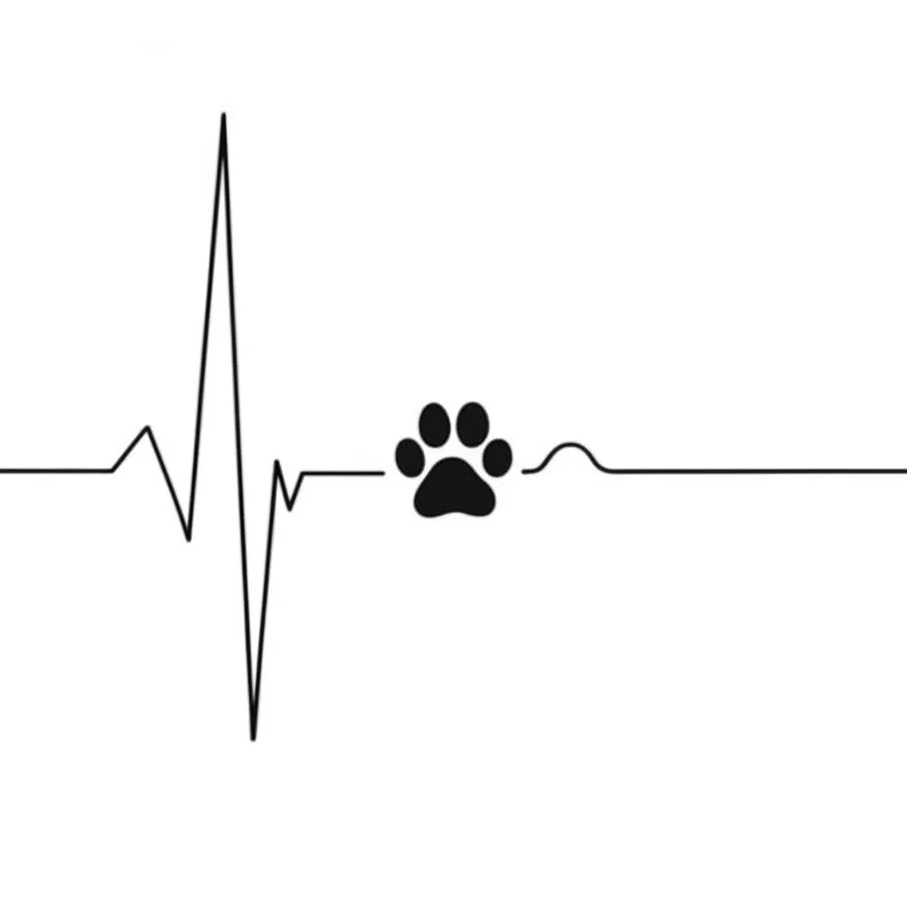 Minimalist Heartbeat Dog Paw Tattoo: A Symbol of Love Minimalist Heartbeat Dog Paw Tattoo: A Symbol of Love