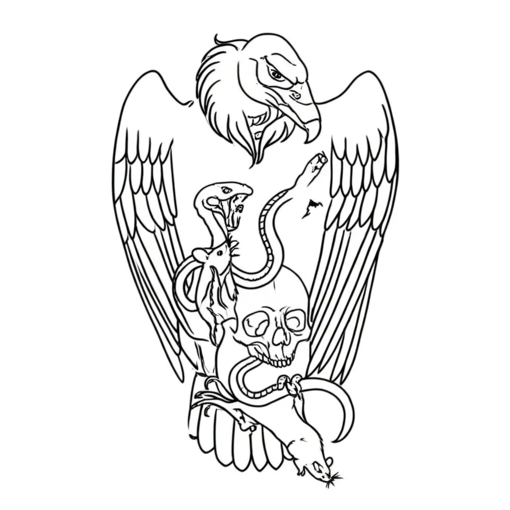 Minimalist Vulture, Snake, Skull & Rat Tattoo Design Minimalist Vulture, Snake, Skull & Rat Tattoo Design