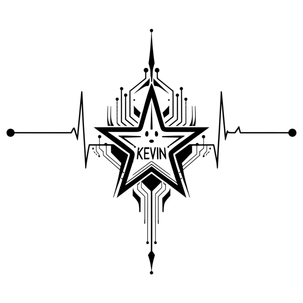 Cyber Sigilism Star Heartbeat Tattoo with Name Cyber Sigilism Star Heartbeat Tattoo with Name