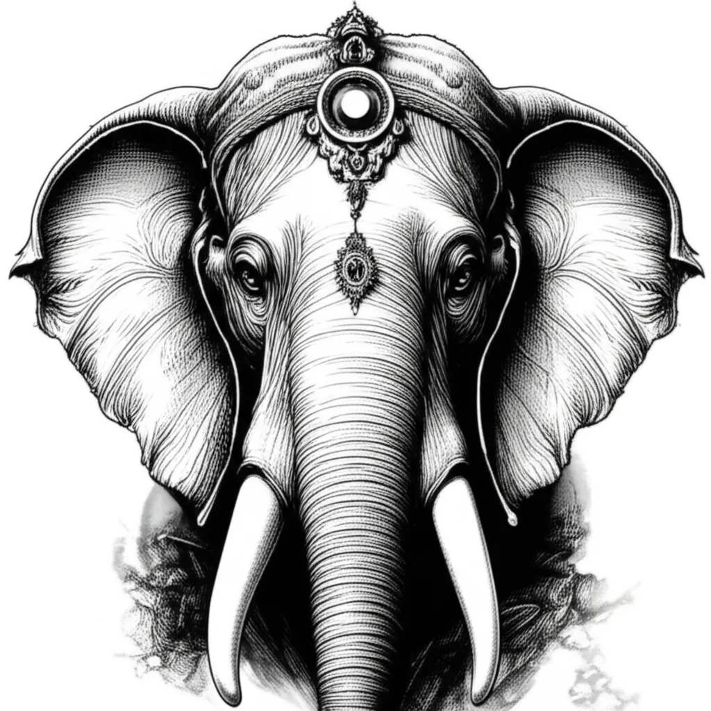 Illustrative Buddhist Elephant Tattoo Design Illustrative Buddhist Elephant Tattoo Design