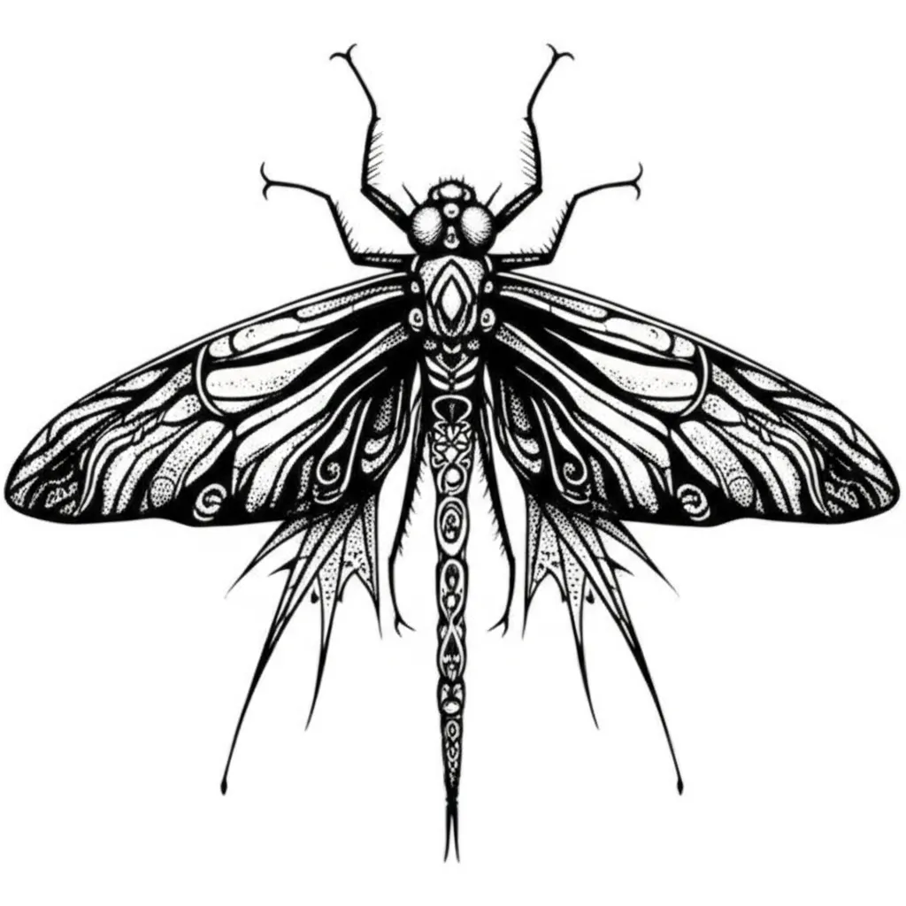 Gothic Dragonfly Tattoo with Intricate Wing Patterns Gothic Dragonfly Tattoo with Intricate Wing Patterns