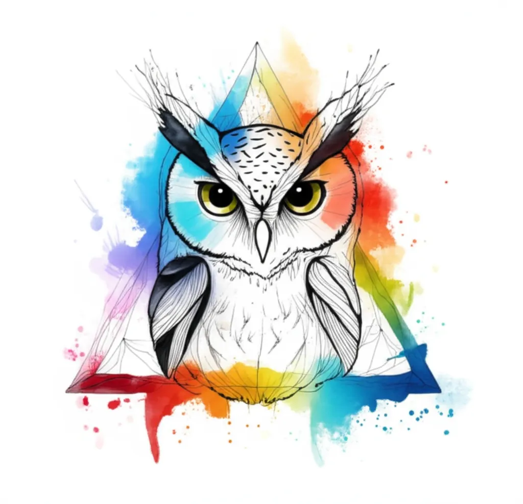 Watercolor Triangle Owl Tattoo Design Watercolor Triangle Owl Tattoo Design