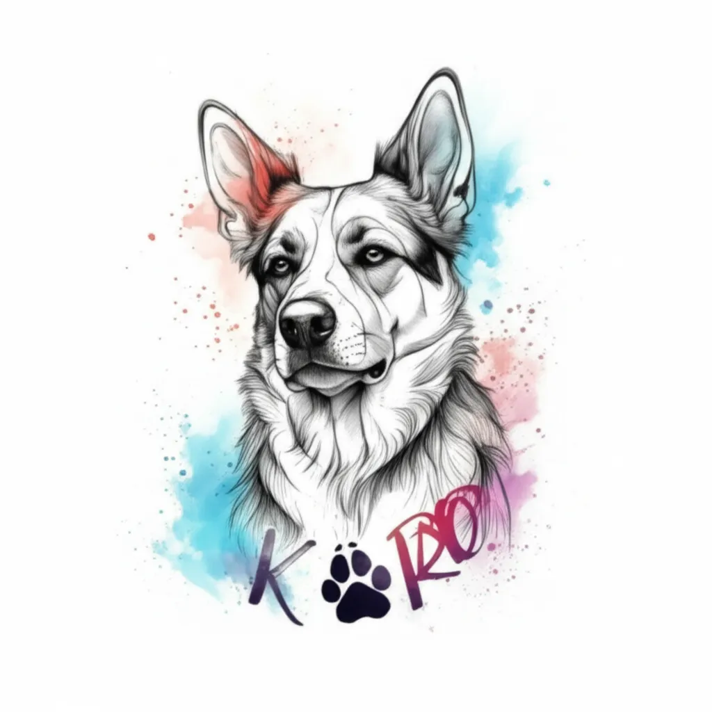 KAIRO Dog Name Watercolor Tattoo Design KAIRO Dog Name Watercolor Tattoo Design