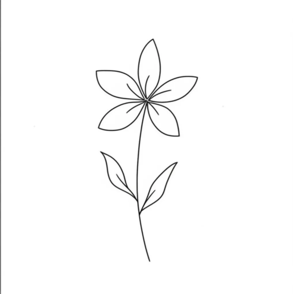 Minimalist Sunflower Tattoo with Stem and Leaves Minimalist Sunflower Tattoo with Stem and Leaves