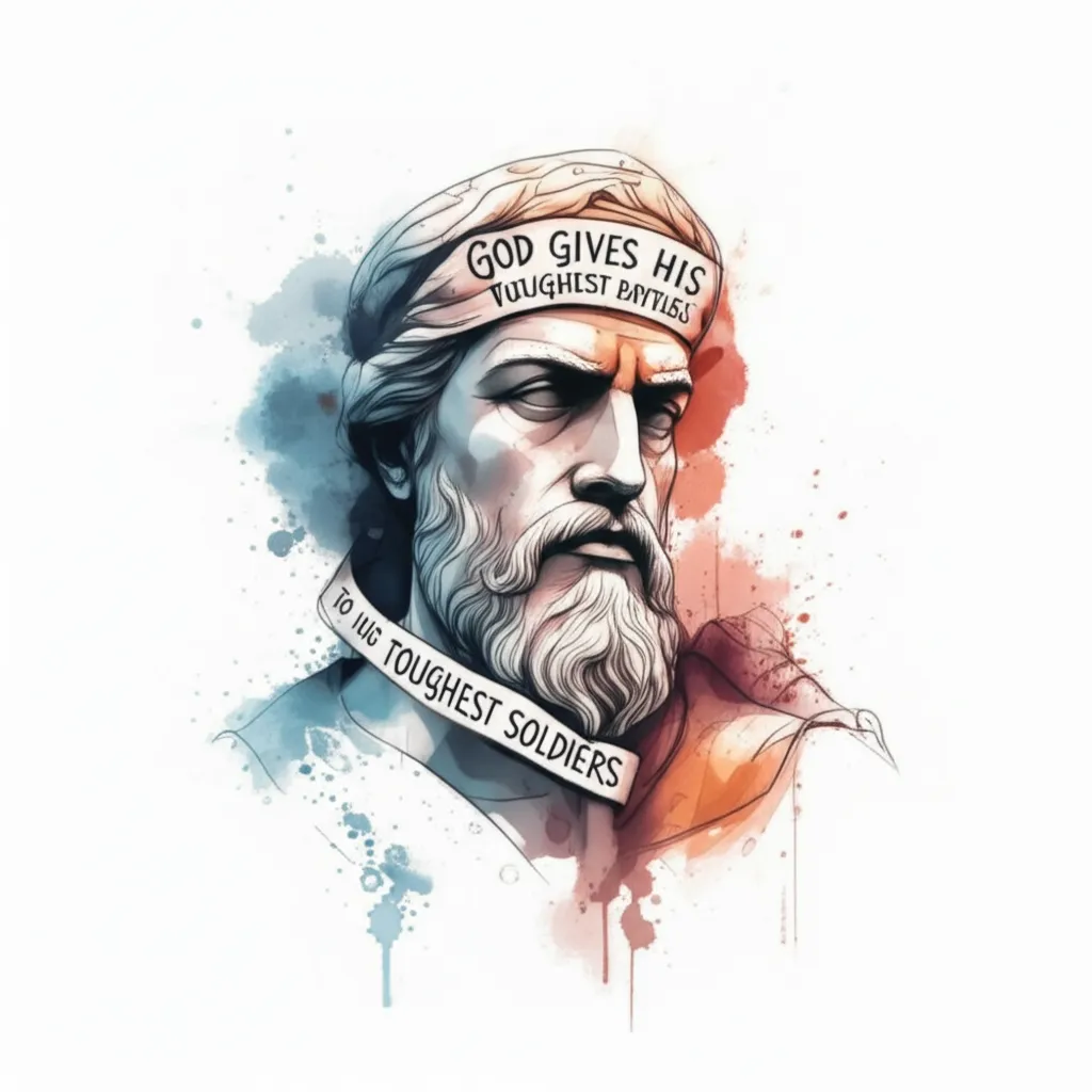 God Gives His Toughest Battles Watercolor Tattoo Design