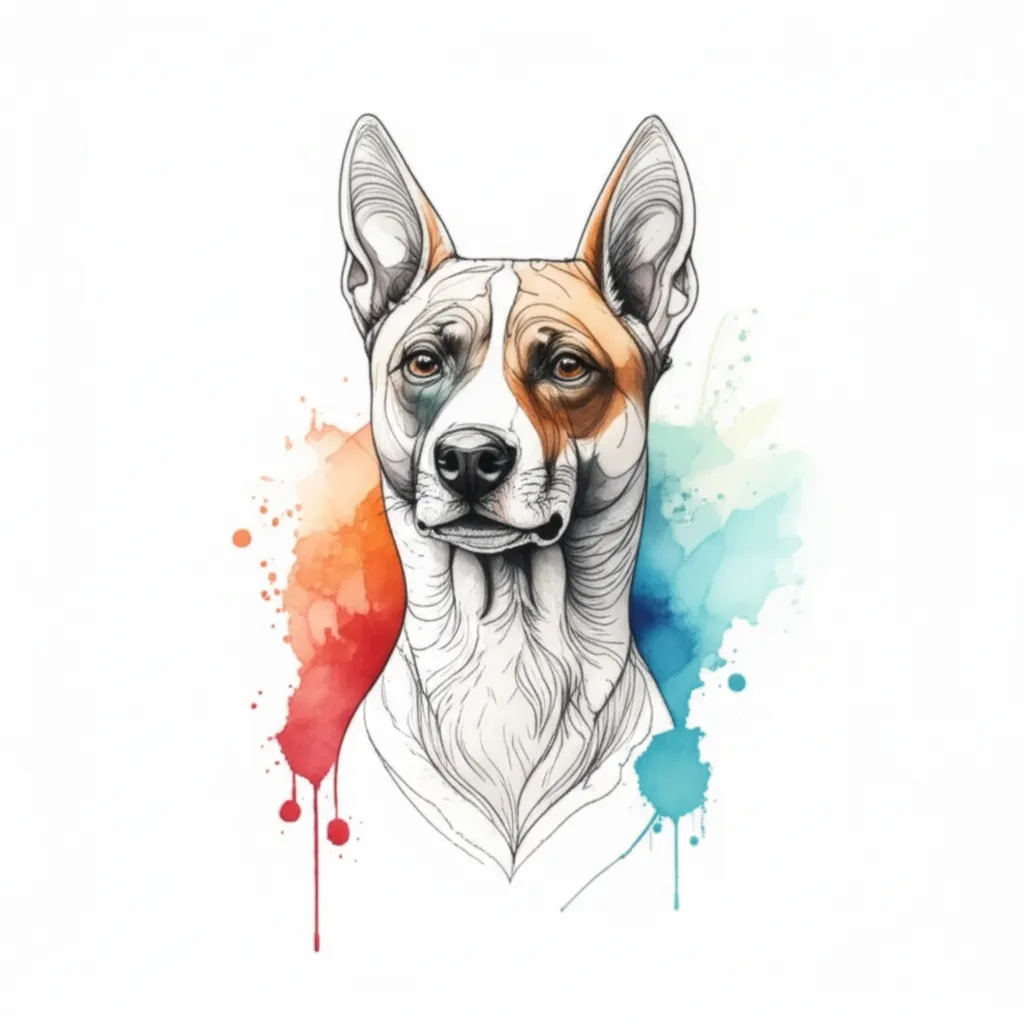 Watercolor Dog Portrait Tattoo Design: Terrance
