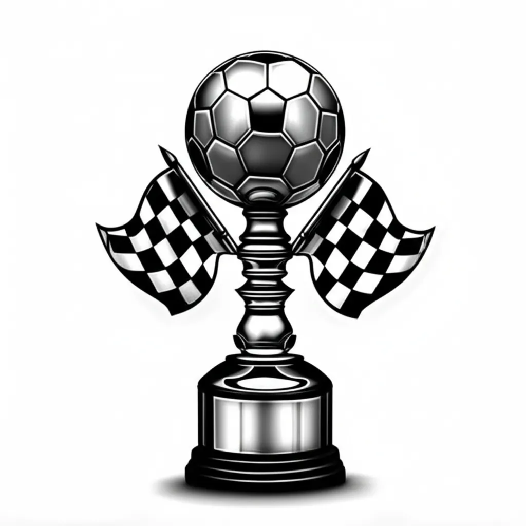 Realistic Race Flags Trophy Tattoo Design