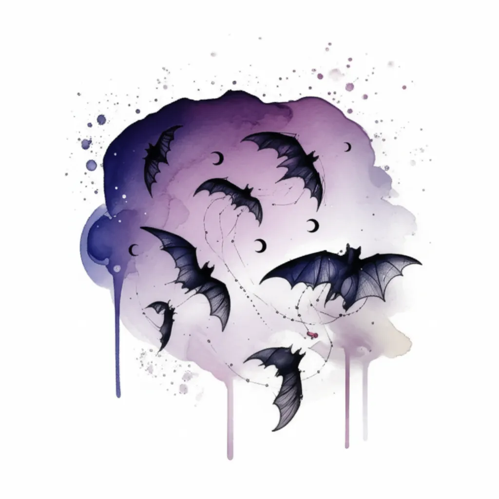 Watercolor Bat Ankle Tattoo with Vampire Theme