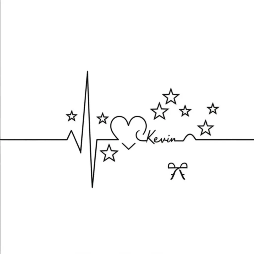 Minimalist Star Heartbeat Tattoo with Kevin and Aries Sign Minimalist Star Heartbeat Tattoo with Kevin and Aries Sign