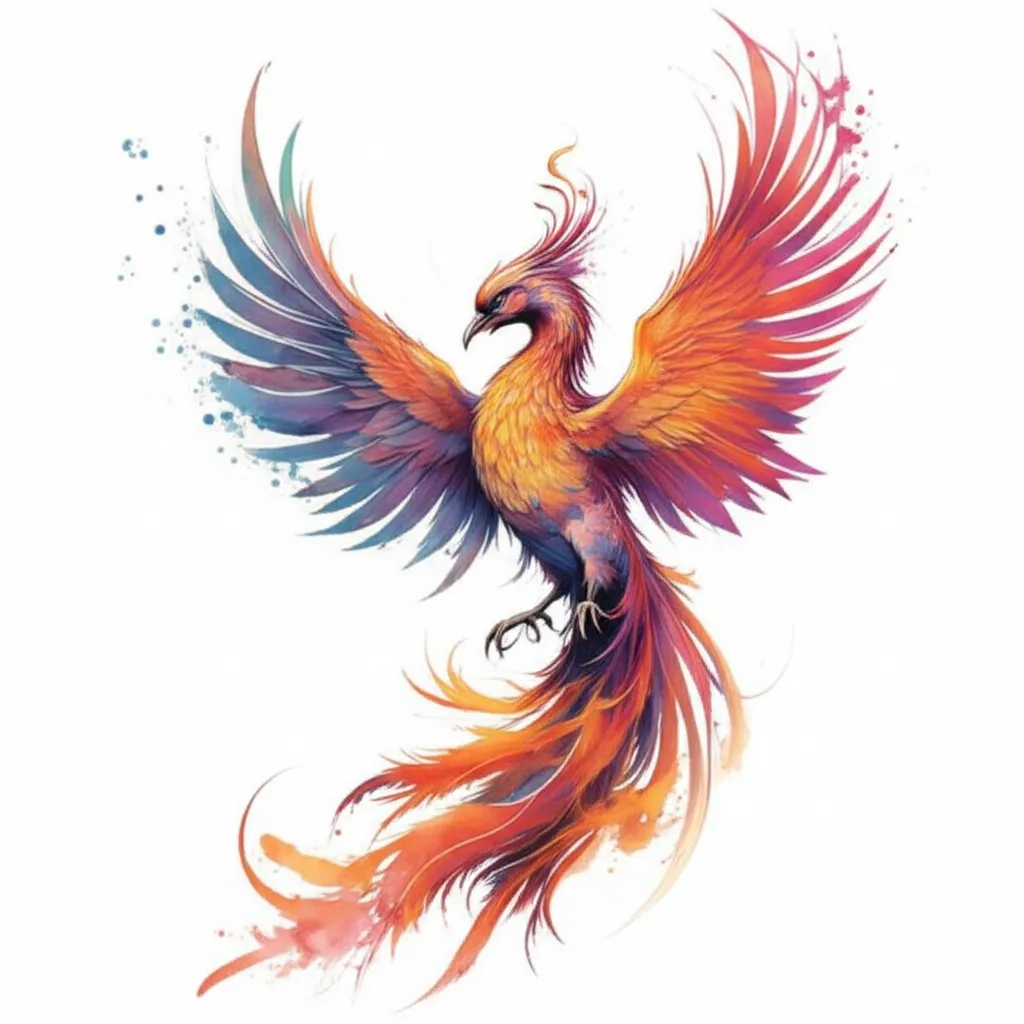 Watercolor Phoenix Tattoo: Rebirth and Self-Love Design