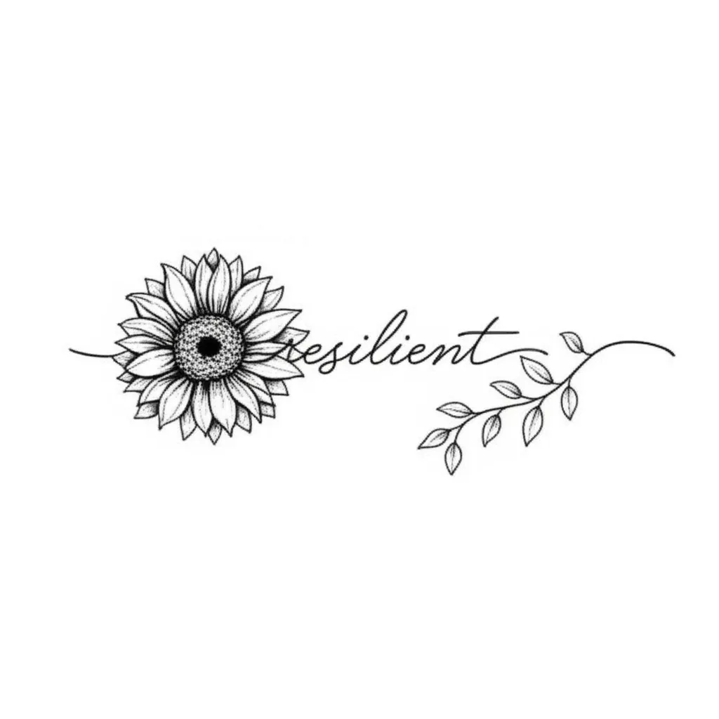 Resilient Sunflower Ankle Tattoo: Fine Line Floral Design Resilient Sunflower Ankle Tattoo: Fine Line Floral Design