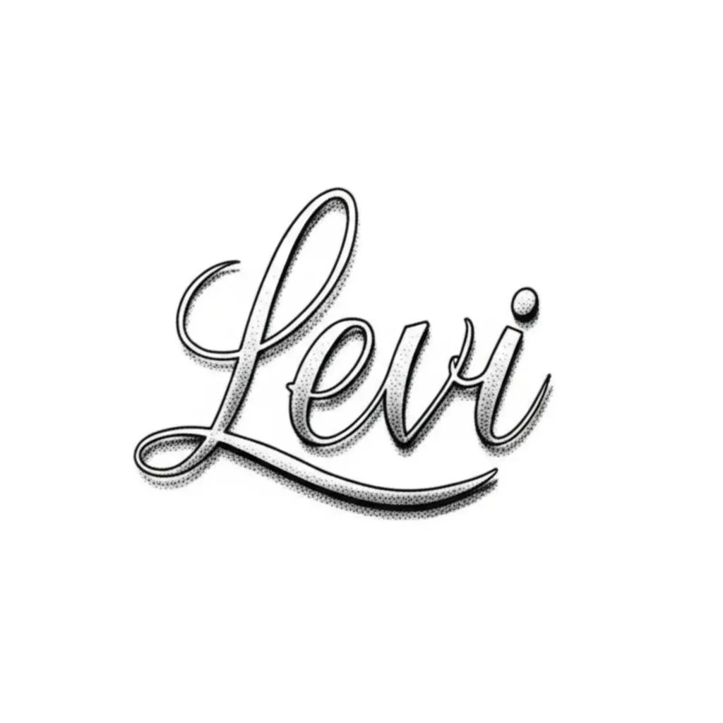 Levi Name Tattoo: Fine Line Western Style for Son's Birthday