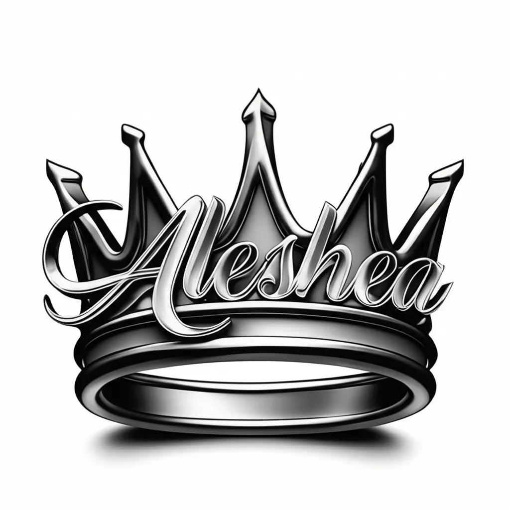 Aleshea Crown Tattoo - Realistic Name Tattoo Design