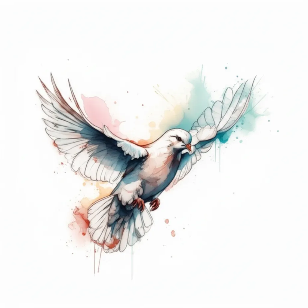 Watercolor Dove Tattoo with Bible Verse: Matthew 6:34 Watercolor Dove Tattoo with Bible Verse: Matthew 6:34