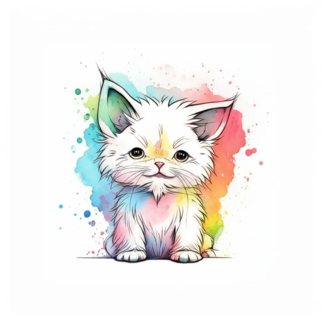 Cute Watercolor Kitten Tattoo Design Cute Watercolor Kitten Tattoo Design