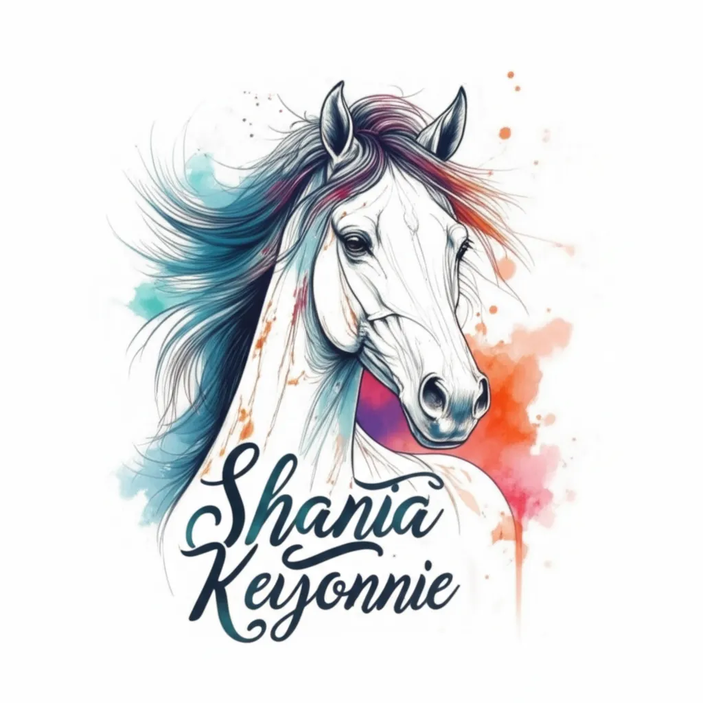 Watercolor Horse Tattoo with Name - Shania Keyonnie Design Watercolor Horse Tattoo with Name - Shania Keyonnie Design