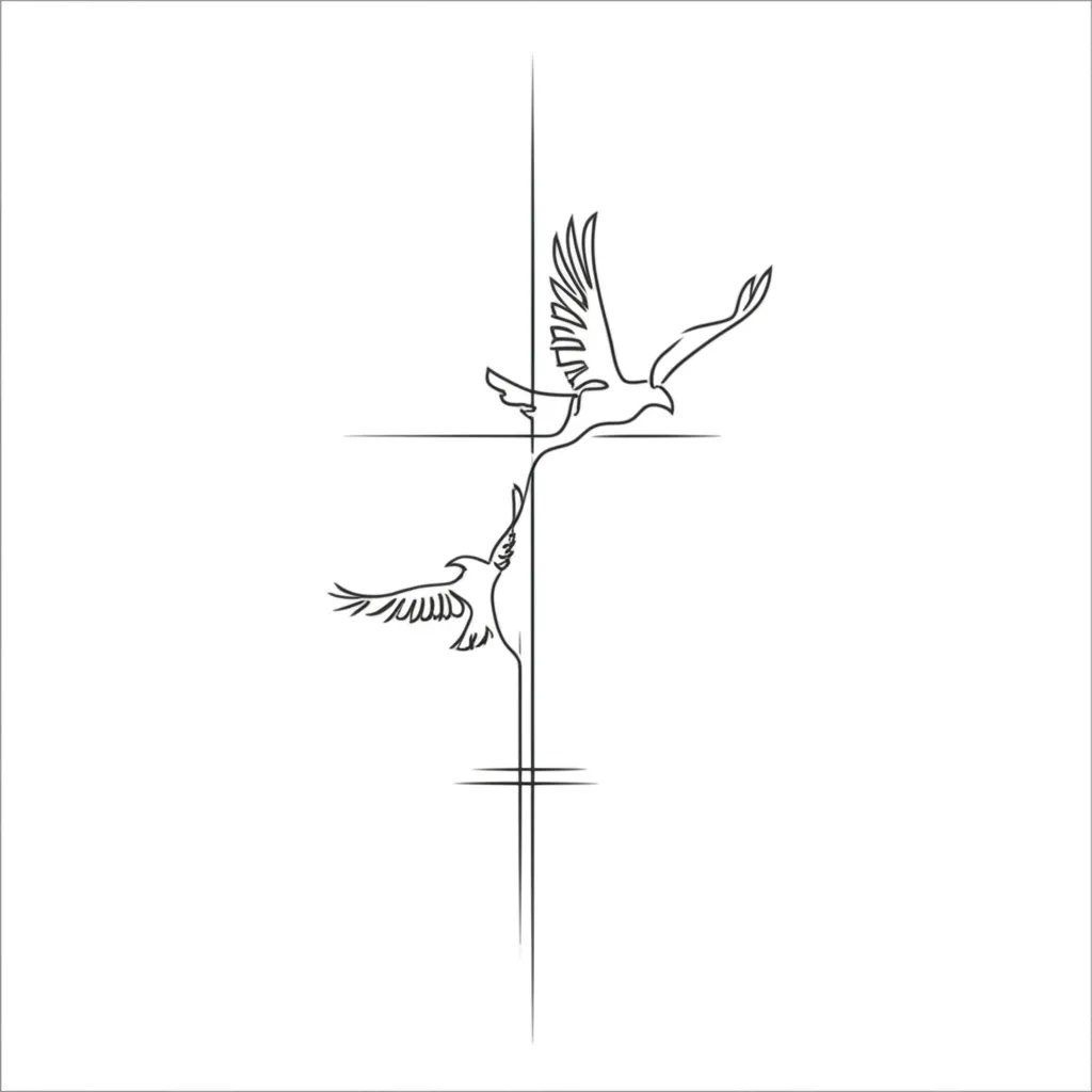 Minimalist Sleeve Tattoo: God, Grandma, Ravens, Sky, Faith & Happiness Minimalist Sleeve Tattoo: God, Grandma, Ravens, Sky, Faith & Happiness