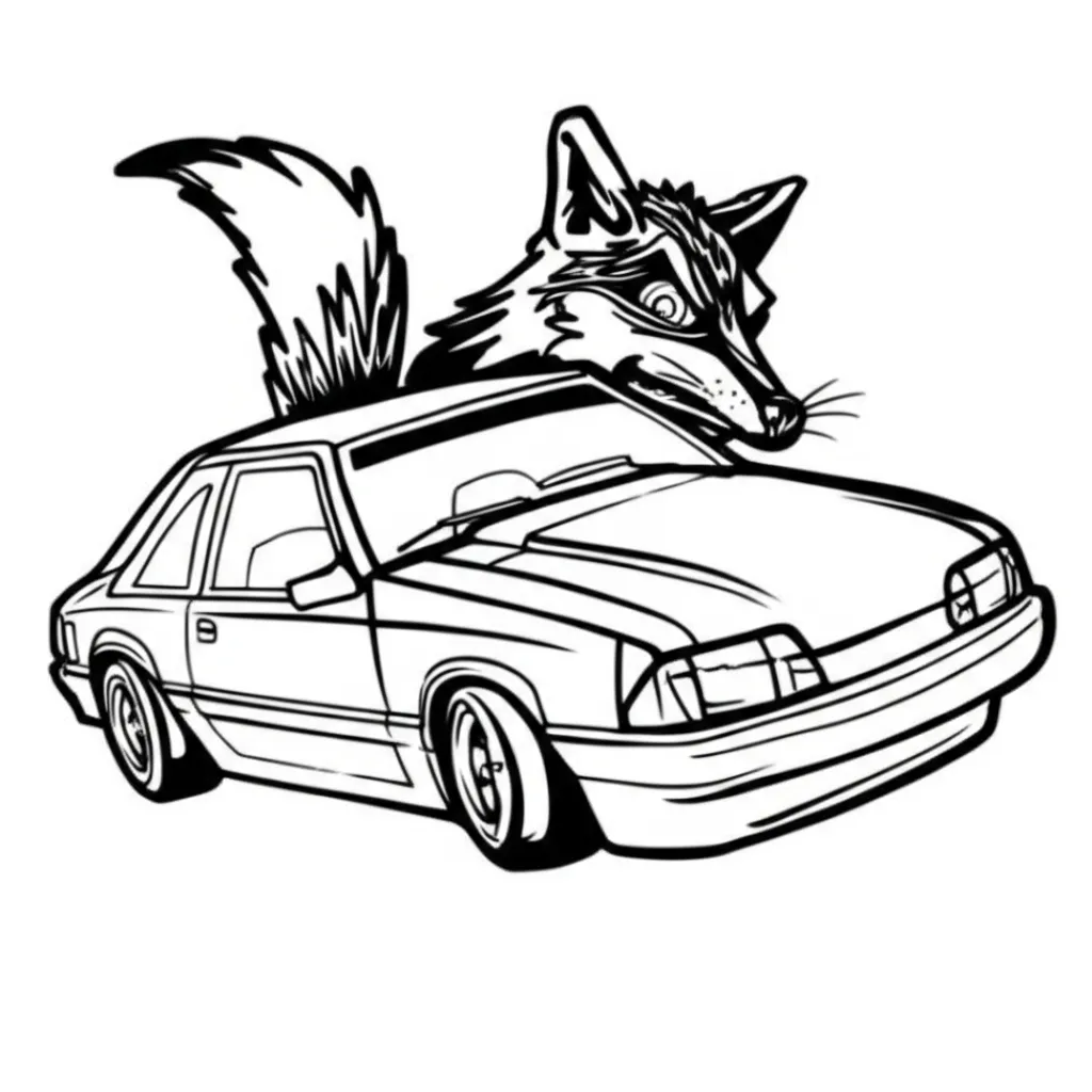 1989 Foxbody Mustang with Fox Graffiti Tattoo Design