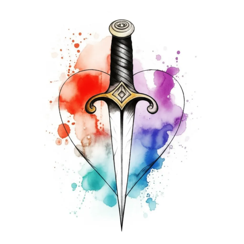 Watercolor Affliction Heart of Blades Tattoo Idea