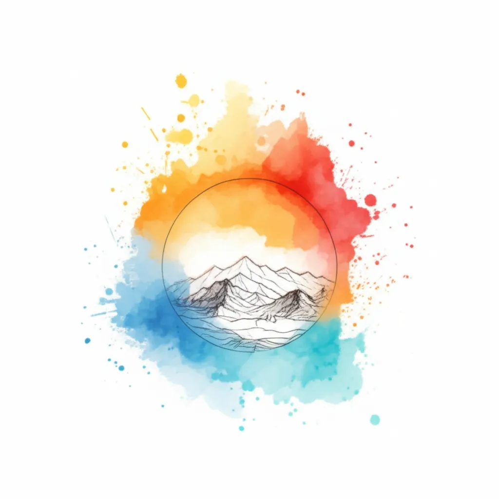 Watercolor Sun and Mountains Tattoo Design Watercolor Sun and Mountains Tattoo Design
