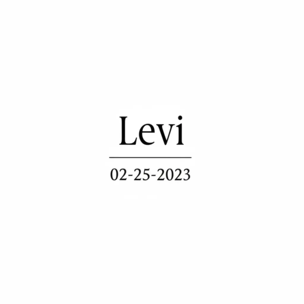Minimalist Levi Name and Birthday Tattoo Design