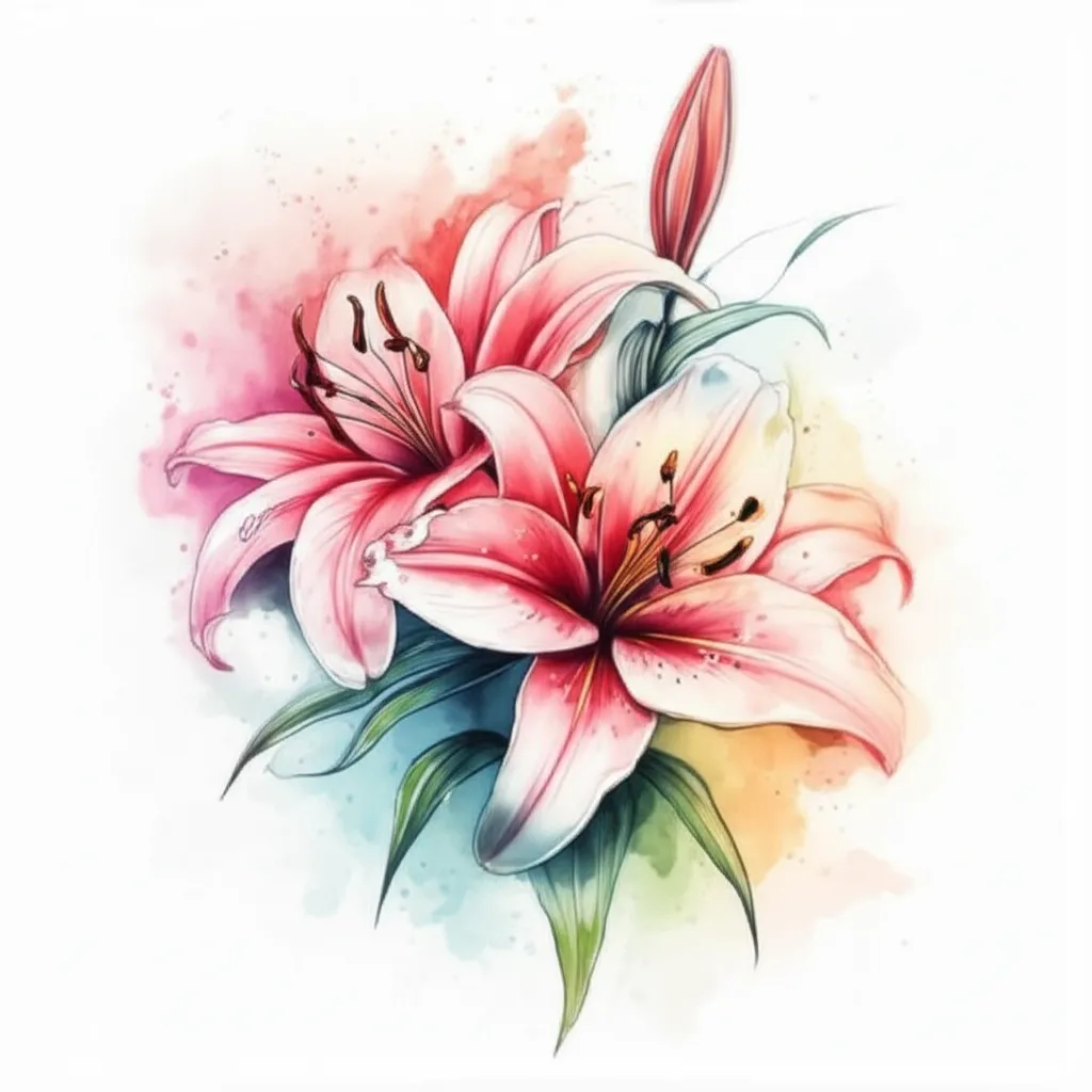 Watercolor Lily Forearm Tattoo with Names - Meaning & Inspiration Watercolor Lily Forearm Tattoo with Names - Meaning & Inspiration