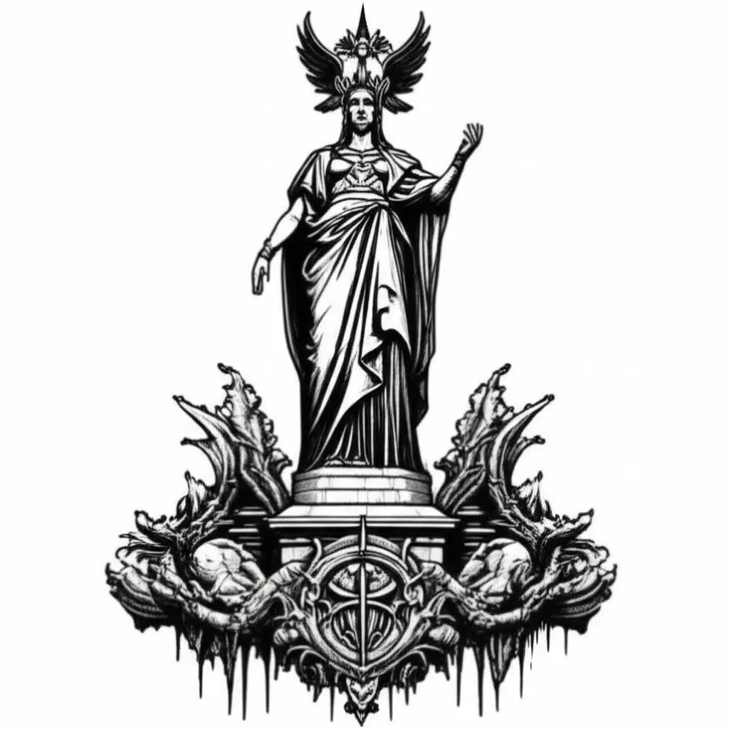 Gothic Hermannsdenkmal Statue Tattoo Design