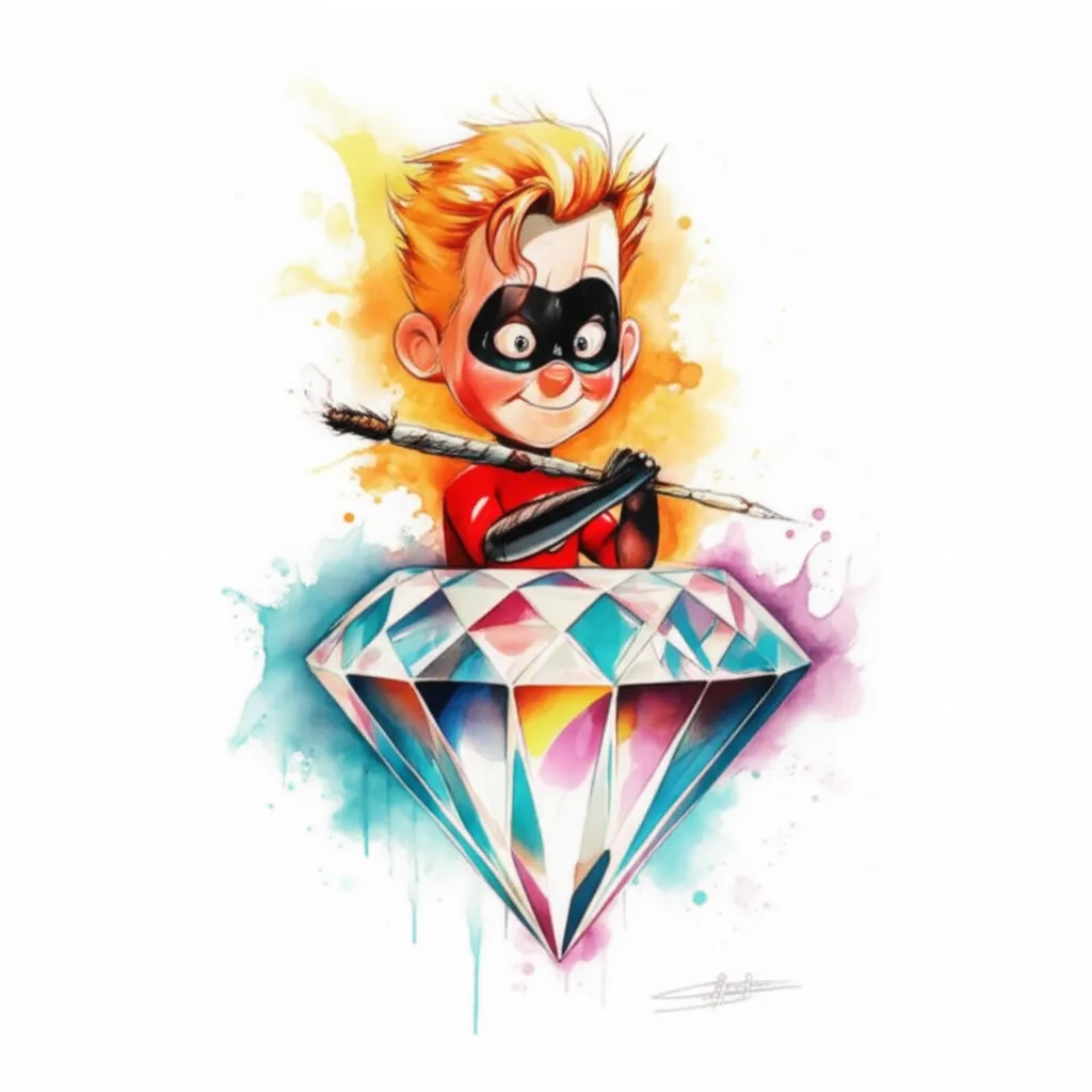 Dash Incredibles Diamond Blunt Watercolor Tattoo Idea