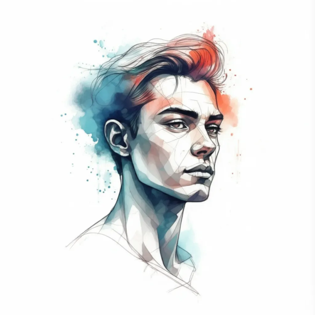 Watercolor Portrait Tattoo Design for Forearm - 'Scrapo' Watercolor Portrait Tattoo Design for Forearm - 'Scrapo'