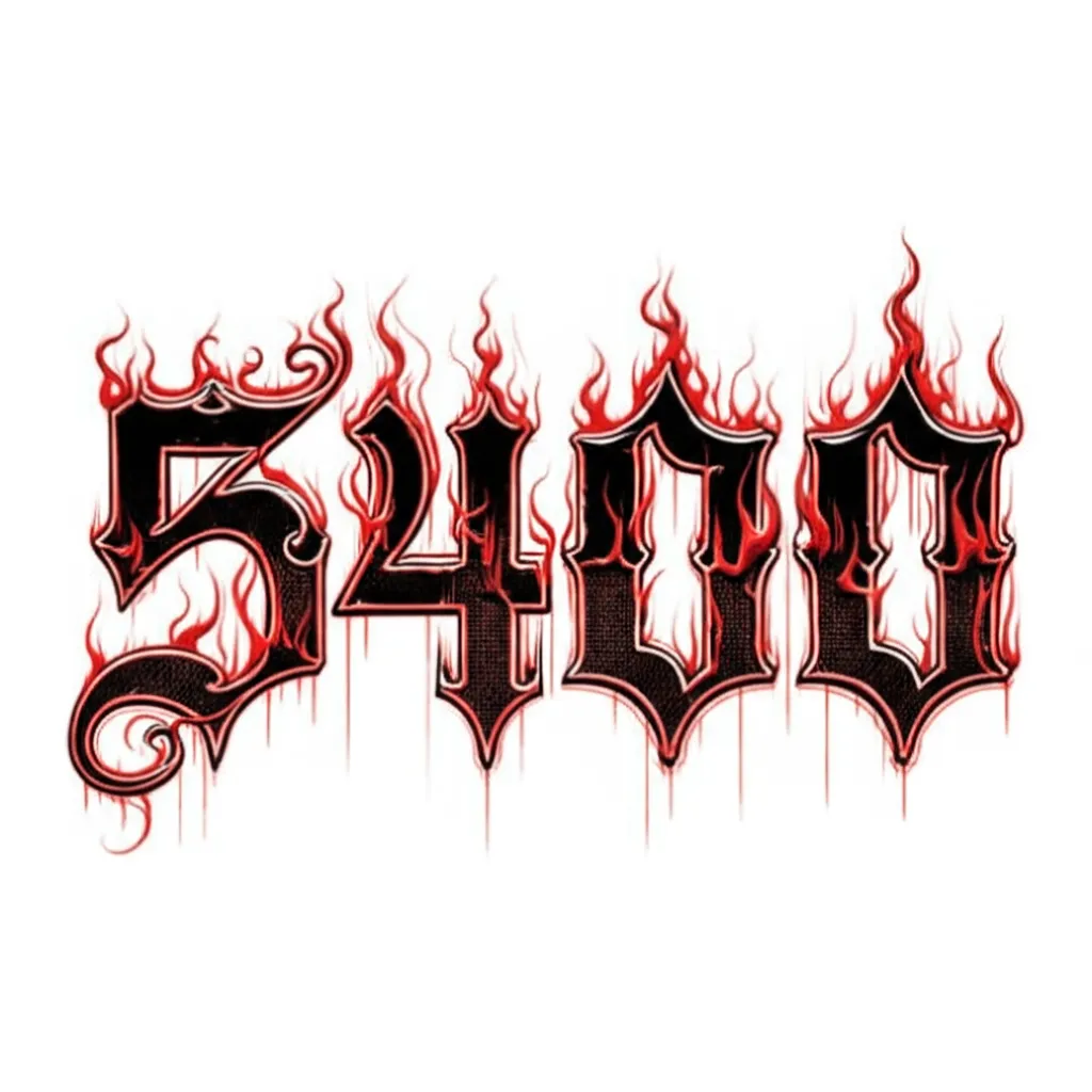 5400 Gothic Tattoo Design with Red Flames 5400 Gothic Tattoo Design with Red Flames