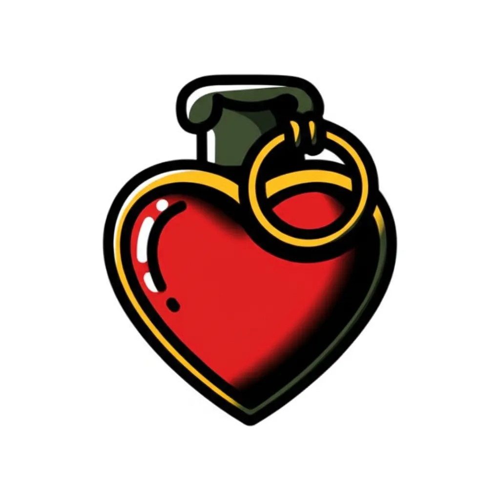 Heart Grenade Old School Tattoo Design