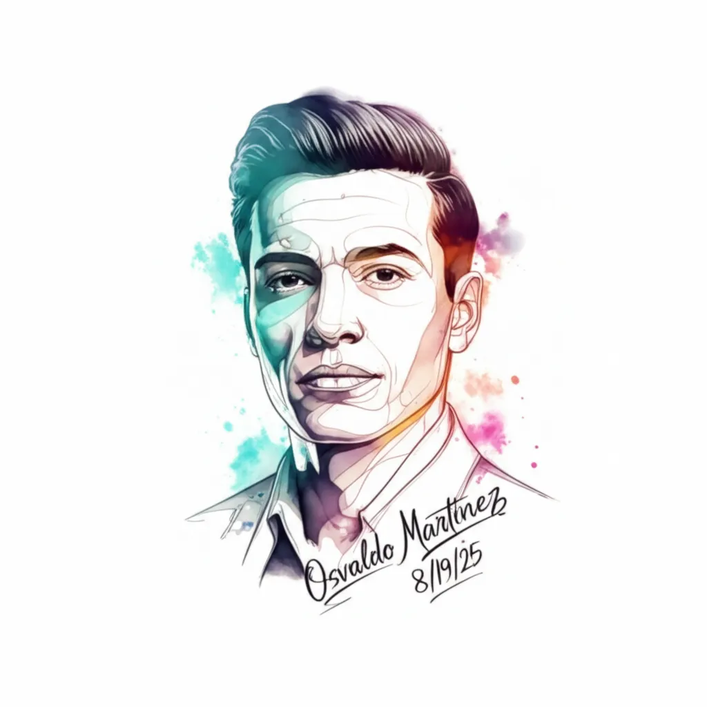 Osvaldo Martinez Watercolor Neck Tattoo - Name Tattoo Design Osvaldo Martinez Watercolor Neck Tattoo - Name Tattoo Design