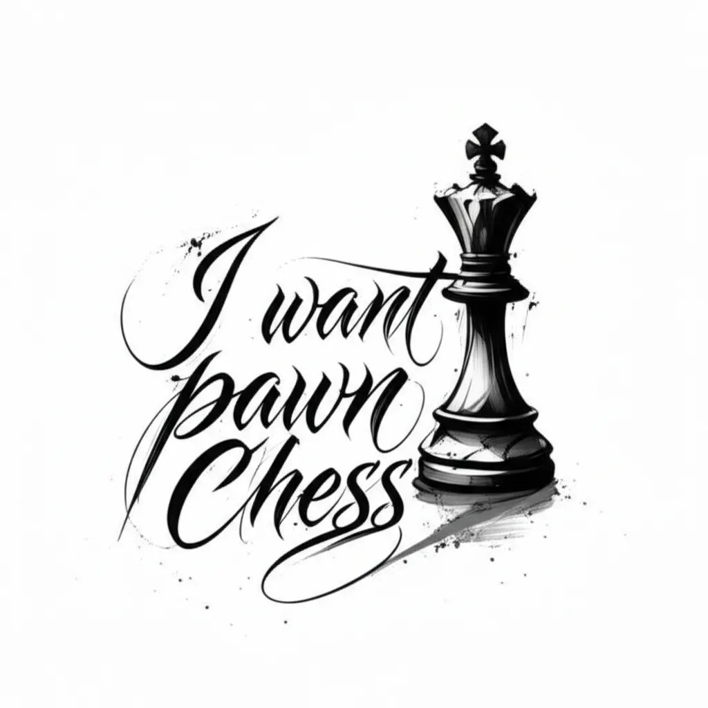 Pawn with King Shadow Calligraphy Tattoo Design Pawn with King Shadow Calligraphy Tattoo Design