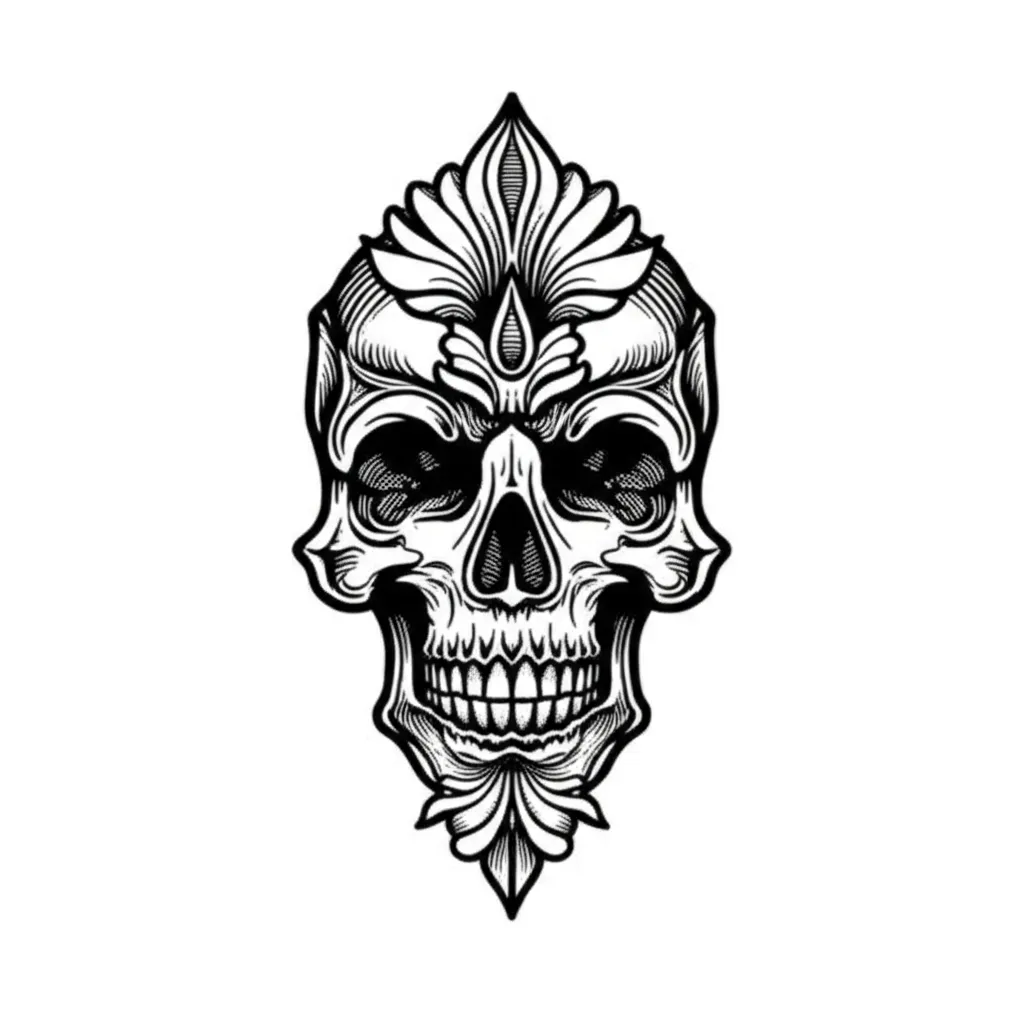 November 2nd 2004 Blackwork Skull Tattoo Design