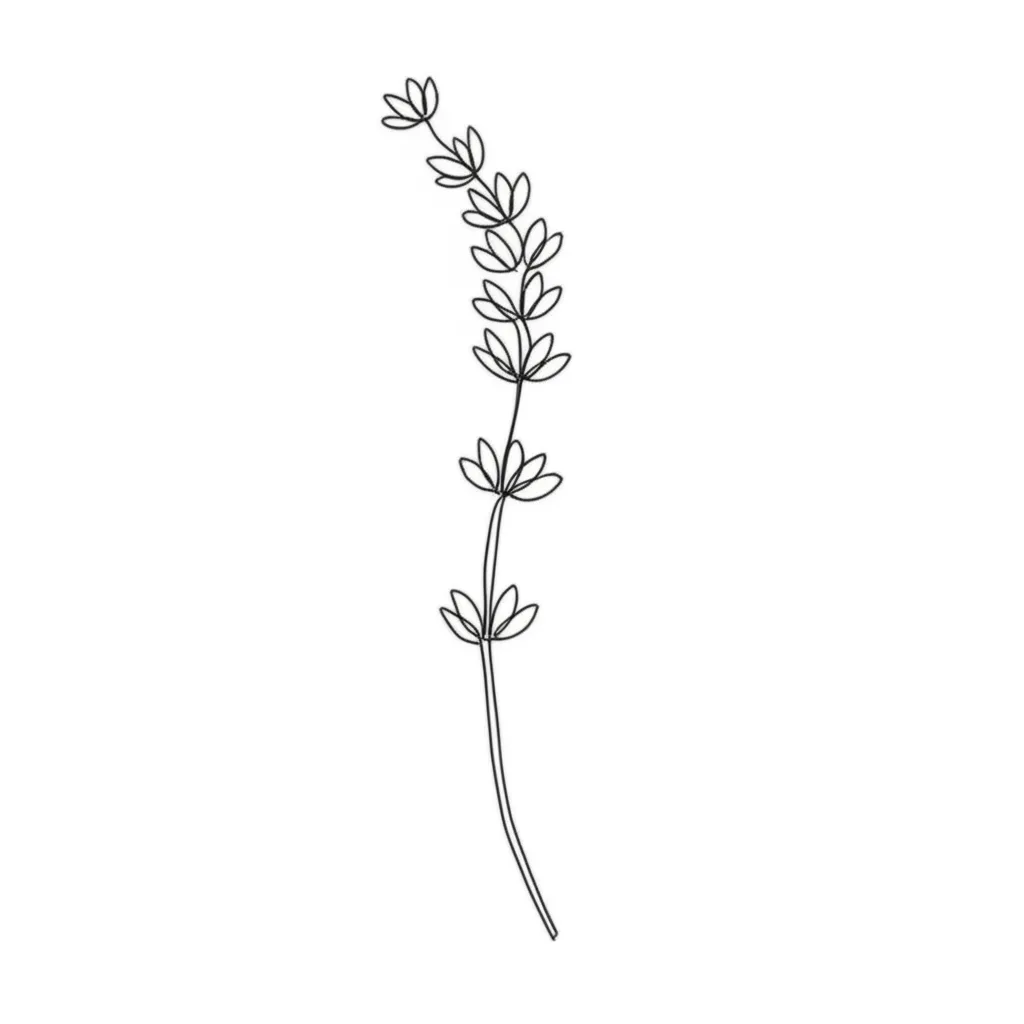 Delicate Fine Line Lavender Sprig Tattoo Idea