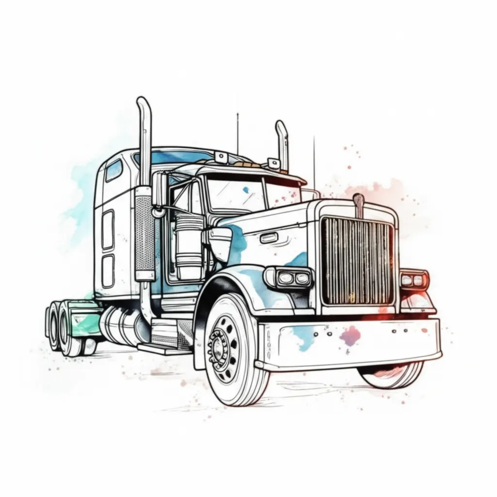 Watercolor Semi-Tractor Tattoo Idea Watercolor Semi-Tractor Tattoo Idea