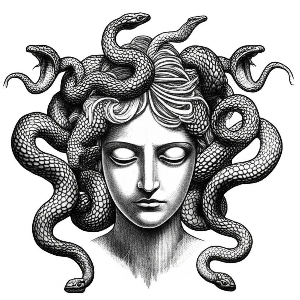 Illustrative Red Medusa Tattoo Design Illustrative Red Medusa Tattoo Design