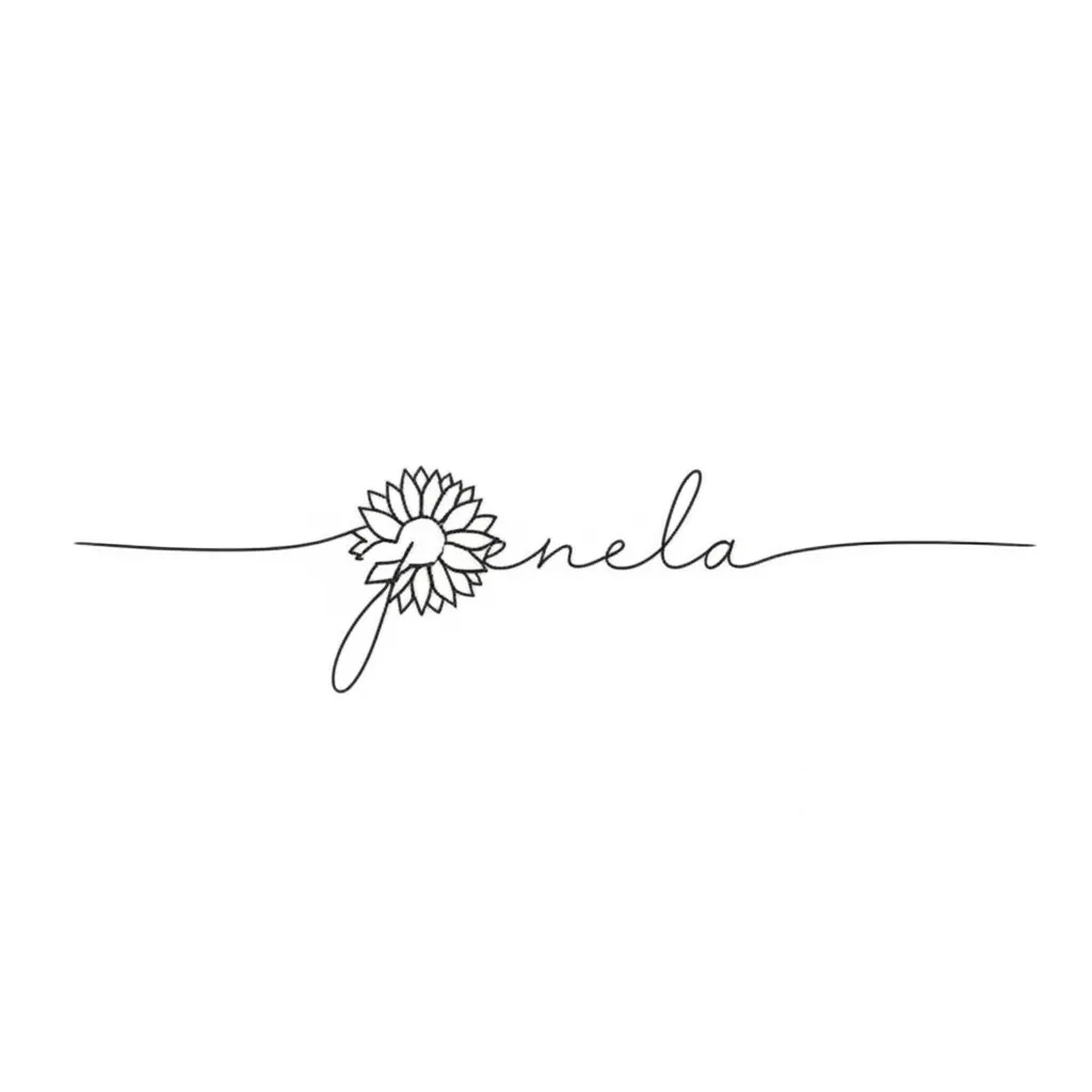 Yenela Name Tattoo with Sunflower - Minimalist Design