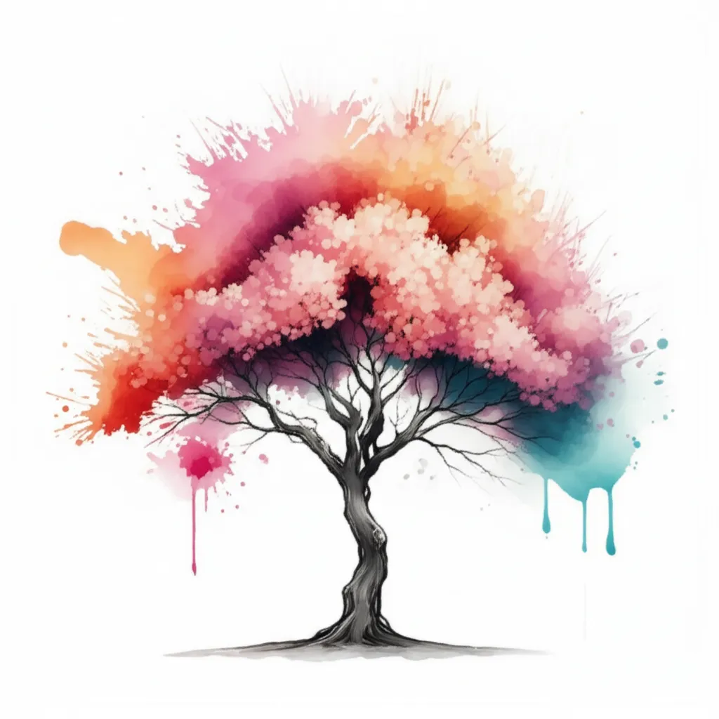 Watercolor Cherry Blossom Tree Tattoo Design Watercolor Cherry Blossom Tree Tattoo Design